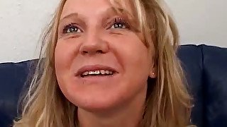 Busty mature blondie gives a head to her man and then gets her anus polished with butt plug tough