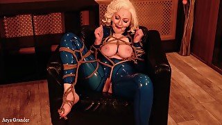 Submissive Girl In Latex Rubber And Her Sexy Mistress - Bondage Shibari Step By Step Video