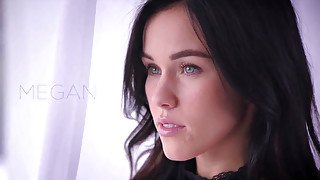 Gorgeous brunette Megan Rain gives sloppy head and cums on BBC