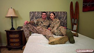 Kendra and Valentino are using every opportunity to fuck like wild animals, even in the army