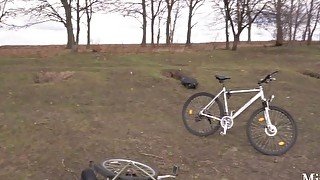 Our bike ride turned into a sweet blowjob with cum in mouth - MiraDavid