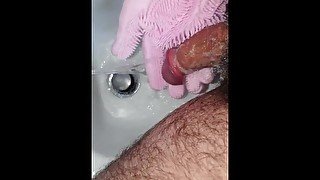 The mistress washes my cock before using it