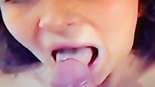 Her hot lips side on my big penis shaft up and down