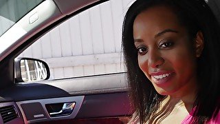 Passionate interracial fucking in the car with cute Deana Dulce