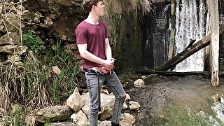 Hot Hunk Jerking His Big Dick (23cm) In Public Place Near The Dam/ Teen Boy