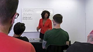 Misty Stone gets facialized by 10 big cocked man