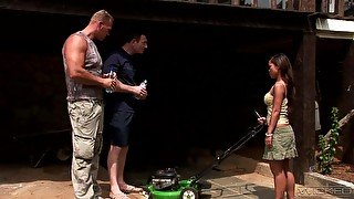 Erotic threesome in outdoors with Asian pornstar Jade Sin. HD