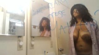 Gorgeous busty ebony Gaia Monroe on real homemade porn video