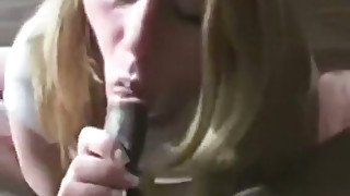 Sexy blondie seems to be obsessed with her lover's black cock