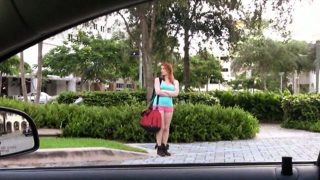 Redhead Rainia Belle hitch hikes and pussy fucked in public