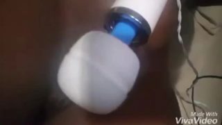 Tight ebony pussy cuming with my massager