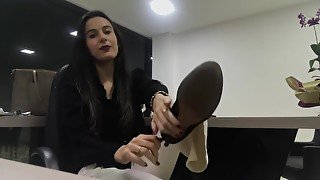 Hot Brazilian Secretary Strips At The Office And Wiggles Her Delicious Toes