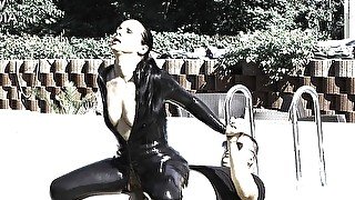 sex in latex catsuit