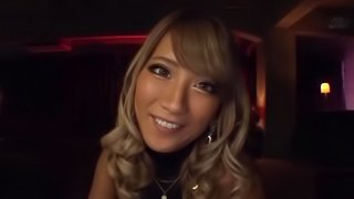 Blonde Japanese chick sucks her fortunate friend's erected dick