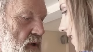 Old Young -Fucked by Teen she licks thick old man penis