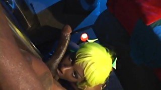 Stunning Ebony Model With Yellow Hair Gets Giand Dick Inside Her Holes During The Party