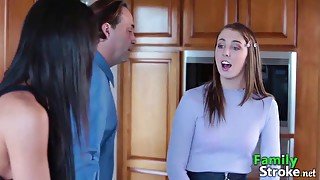 Stepdad & Stepdaughter get kinky with their sexy young bodies and tight assholes