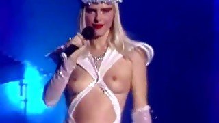 Cicciolina nearly nude live on stage italian television