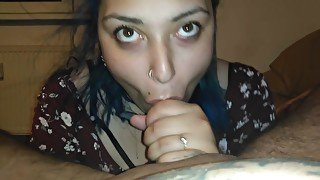 My gf Blue hair love cum in mouth (Sweatsaint)