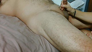 Bbw Giving Senual Handjob To Husband To Wake Him Up