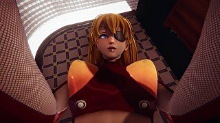 Evangelion: Soryu Asuka femdom footjob & facesitting 3D hentai animation