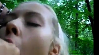 Blonde Russian teen suck outdoor