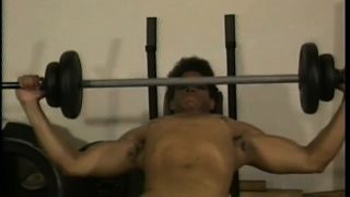 Hung black guy gets naked to work on lifting some mean weights