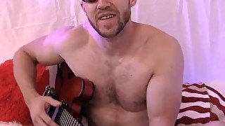 Cutie John Powers leaves guitar for jerking off oiled cock