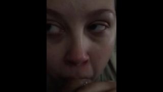 Quick dick suck and she swallows my cum