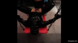 Femdom Lizz fucks her latex slave