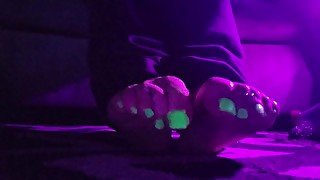 Glow in the dark nail polish! Goth feet in blacklight!