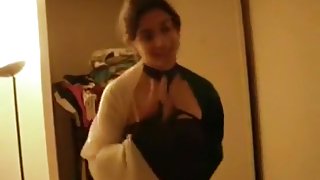 Fucked horny wife in black lingerie