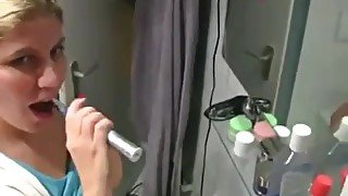 German making a delicious blowjob in the bathroom