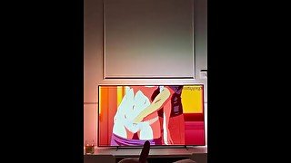 Amateur guy watching hentai porn while jerking off - 4K