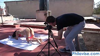 Rooftop bj with tiny latina Ferr Lima