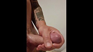 Rock hard cock being stroked