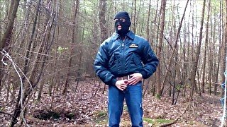 The gangster wanker alone in the forest!