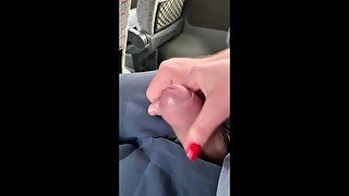 Almost got Caught Jerking off Husband's Cock on the Bus... but he still Cum