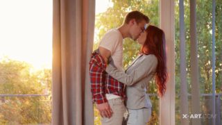 Hot redhead teen has passionate lovemaking session in bed