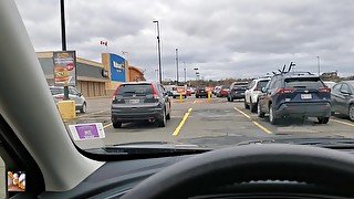 Risky masturbation Walmart parking lot trailer