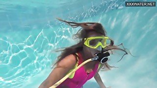 Cute teen 18+ Irina Poplavok Swims Naked Underwater