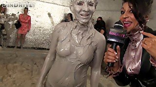 Dirty catfight in a mud pit with horny glamour girls. HD video