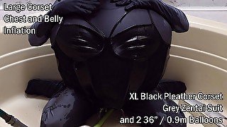 WWM - Black Corset and Zentai Inflation