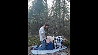 Sexy blonde bbw getting fucked in the woods outdoors