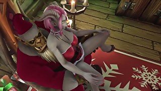 Sexy Demon Girl Rides Orc Santa's Dick  Warcraft Parody