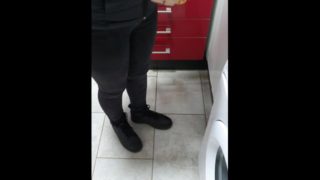 Step mom in ripped jeans get fucked on Christmas Eve by step son until cum on her ass