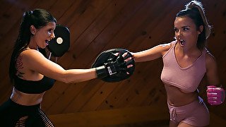 Dillion Harper Romi Rain in Lesbian Workout Stories: Going Hard - GirlsWay