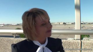 Pantyhose flight attendant footjob