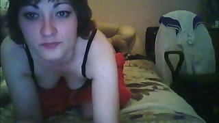 Short haired all natural pale chick is fucked doggy by her man on webcam