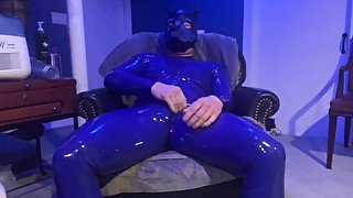 Blue Rubber Pup Playing